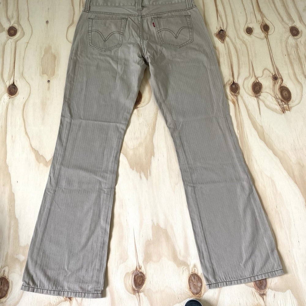 Levis Womens Tan Pants Size 8 M Herringbone Stripe Y2K Flared Slacks - Picture 5 of 8